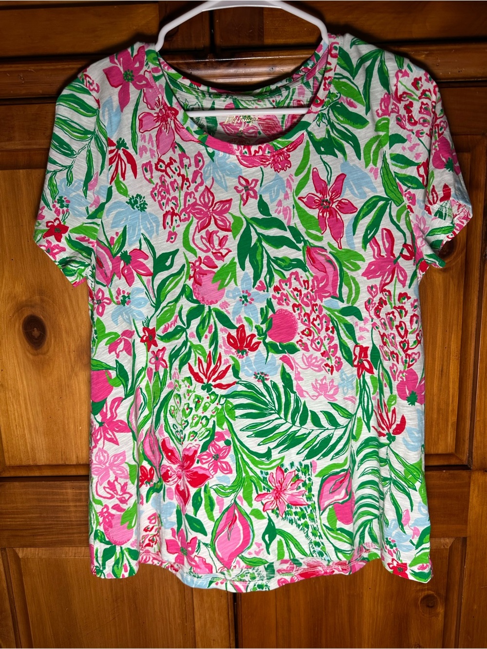 Lilly Pulitzer Women's Pink & Green Floral Short Sleeve Crew Tee